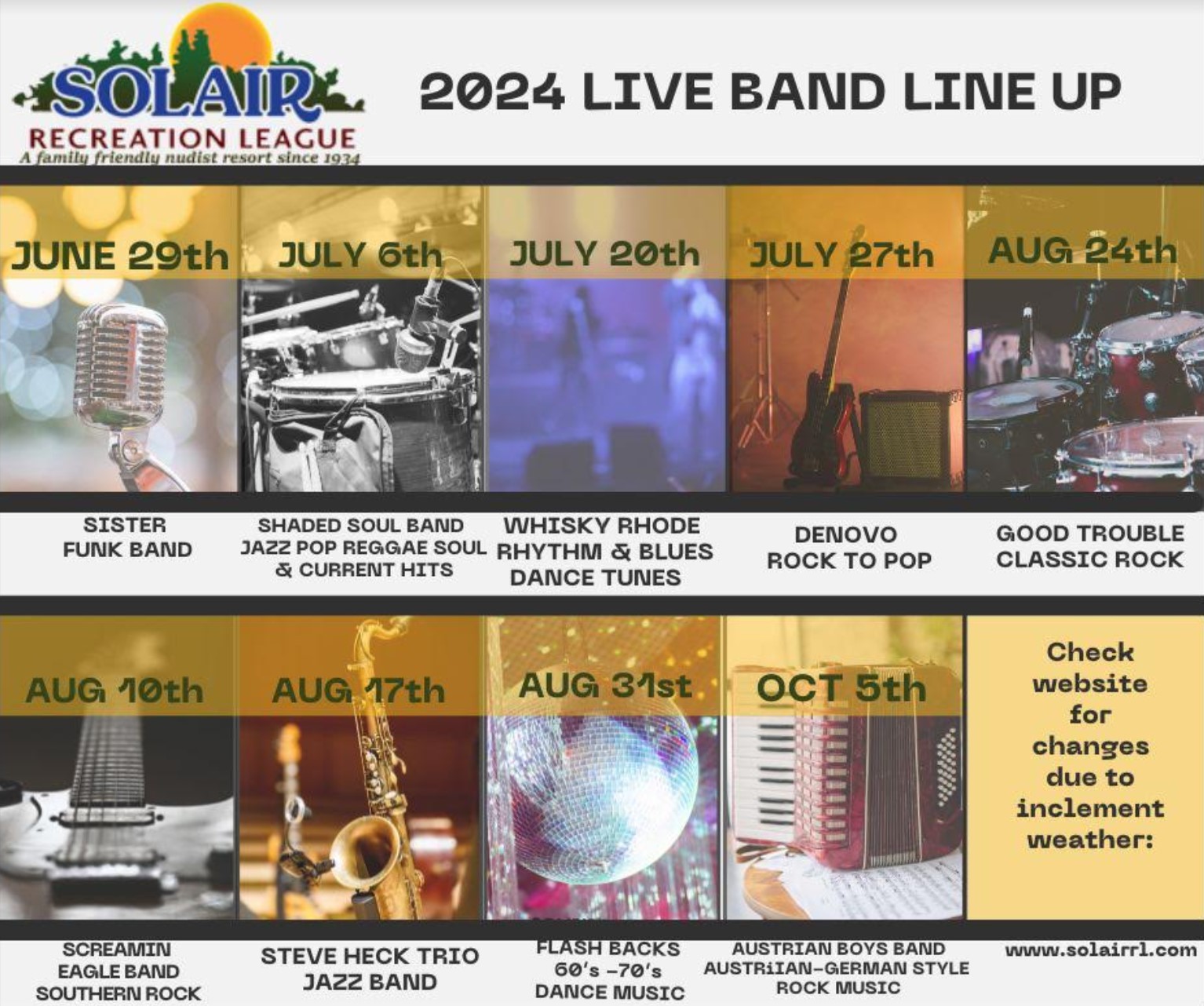 Solair’s Summer Lineup of Live Bands for 2024